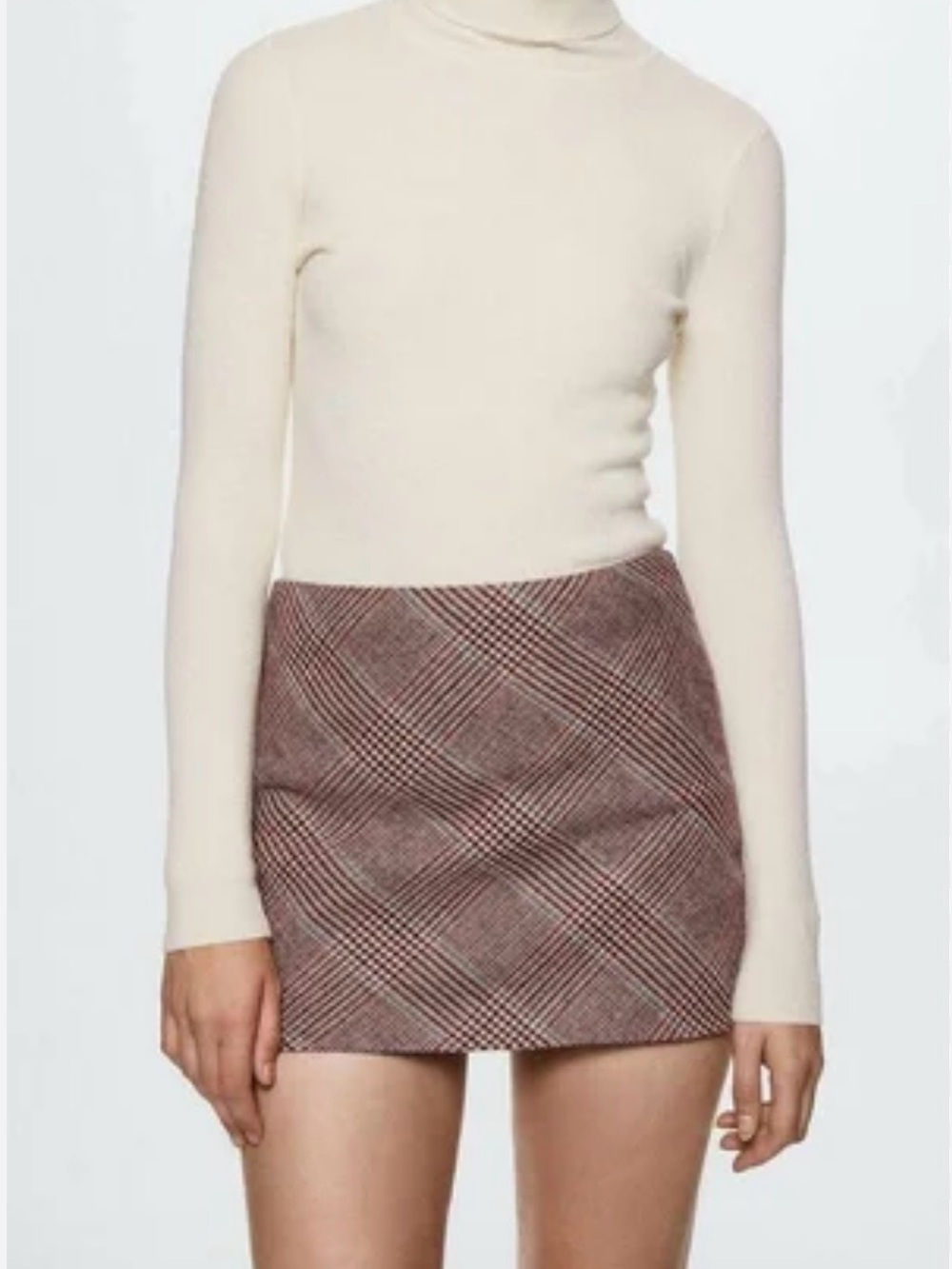 Mango Committed Plaid Wool
Blend Mini Skirt Brown Burgundy NWT Size L